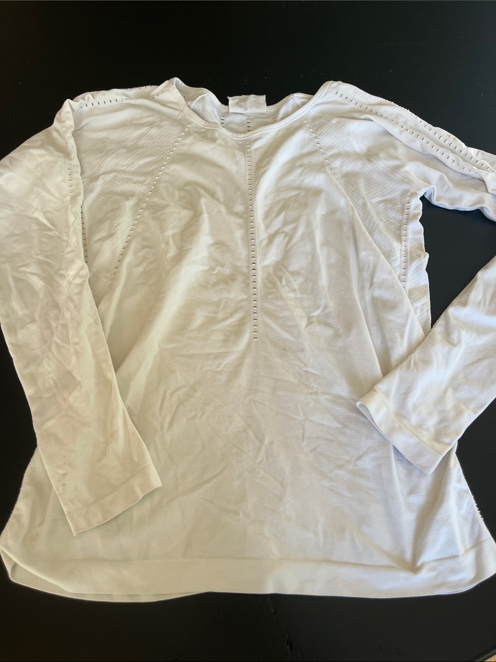 Athleta White Long-Sleeve Tee with Eyelet Trim